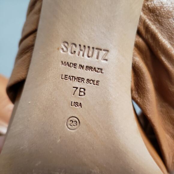Schutz Willow Sandal Heels in Miele Size 7 SCHU-WZ1366 Brown Twist‎ Knot - Picture 7 of 11